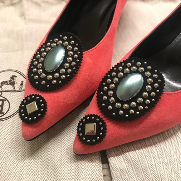 Hermes Shoes - Hermès Petra jeweled velvet kitten heels-New w/box
